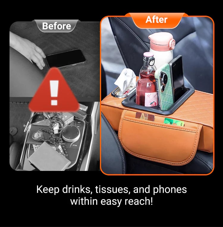 Multifunctional Car Armrest Cushion Organizer | PU Leather