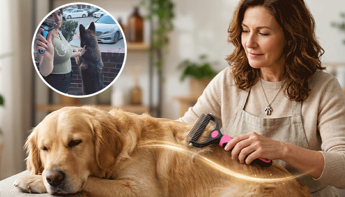 Cartufy™ Dual-Sided Undercoat Rake for Dogs & Cats