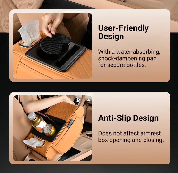 Multifunctional Car Armrest Cushion Organizer | PU Leather