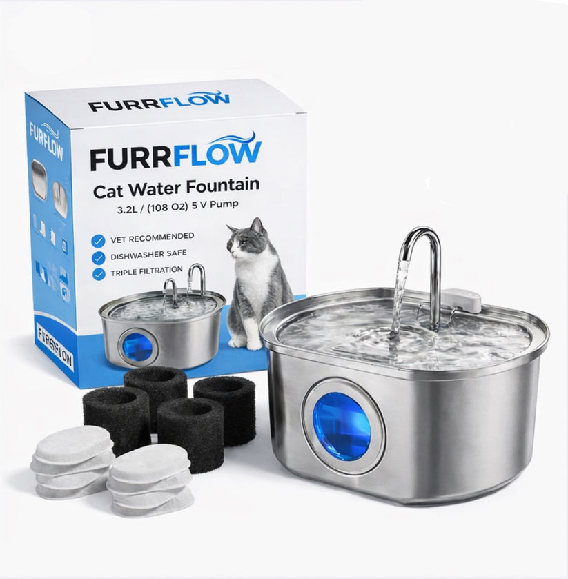 Cartufy™ Cat Water Fountain Stainless Steel, Ultra-Quiet & Triple Filtered