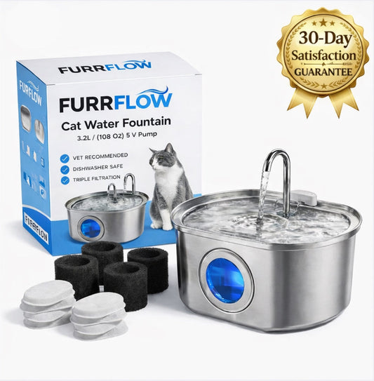 Cartufy™ Cat Water Fountain Stainless Steel, Ultra-Quiet & Triple Filtered