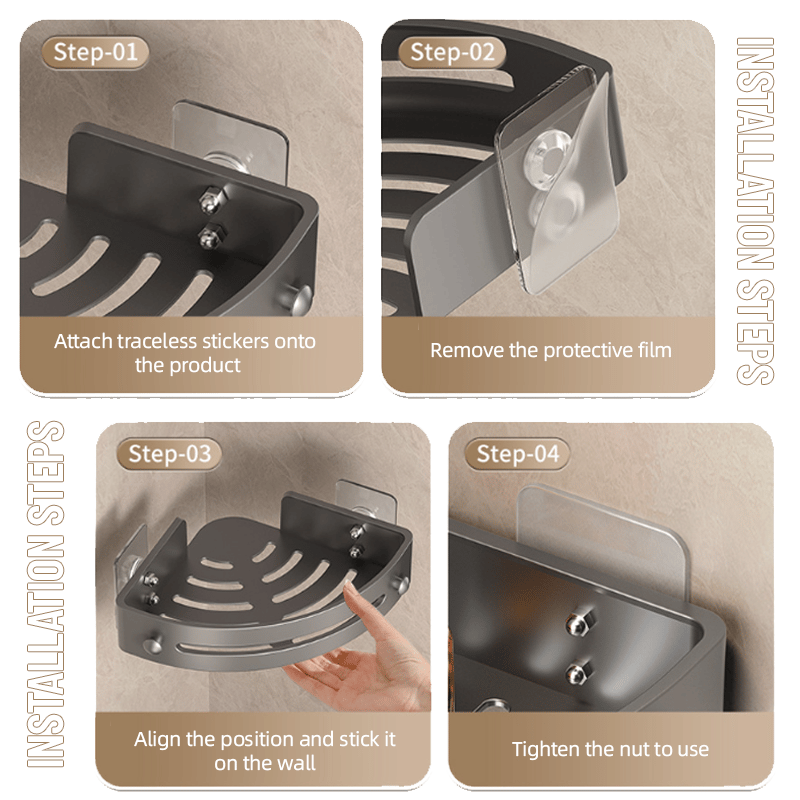 Cartufy™ Rustproof Space Aluminum Bathroom Triangle Shelf
