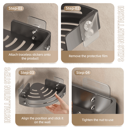 Cartufy™ Rustproof Space Aluminum Bathroom Triangle Shelf