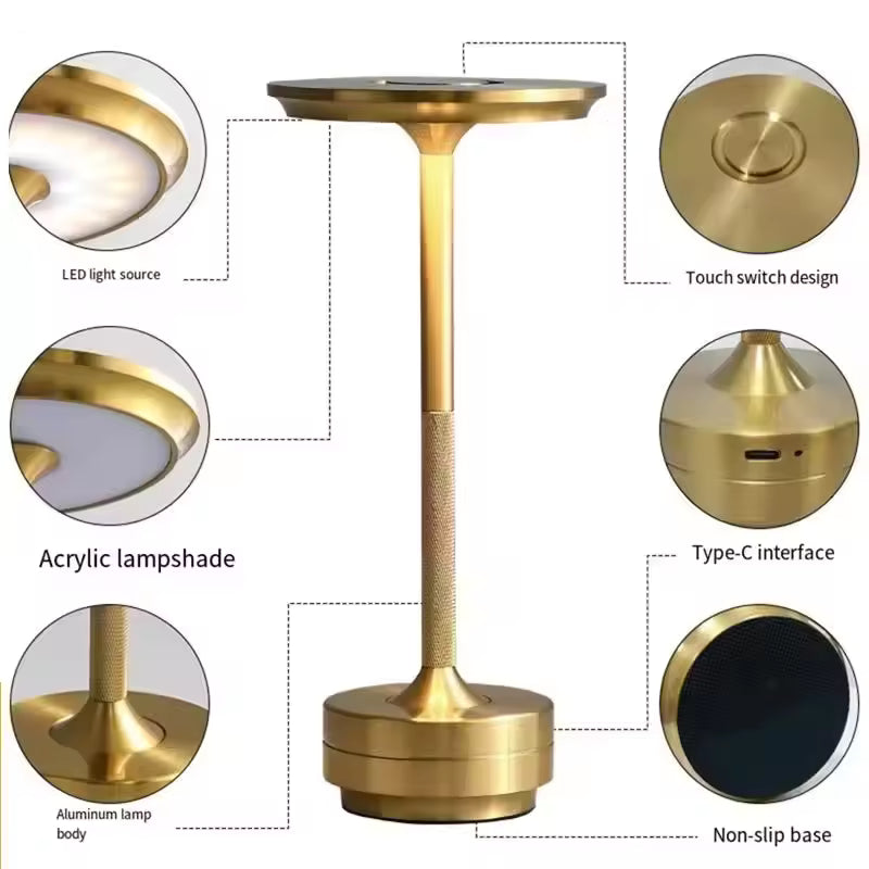 Stockholm Wireless LED Table Lamp | Touch-Control Dimmer Light
