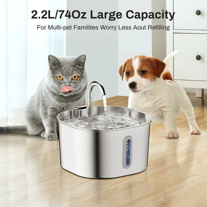 Cartufy™ Cat Water Fountain Stainless Steel, Ultra-Quiet & Triple Filtered