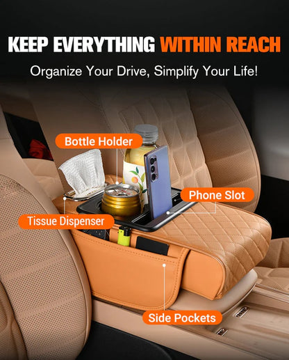 Multifunctional Car Armrest Cushion Organizer | PU Leather