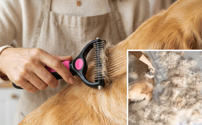 Cartufy™ Dual-Sided Undercoat Rake for Dogs & Cats