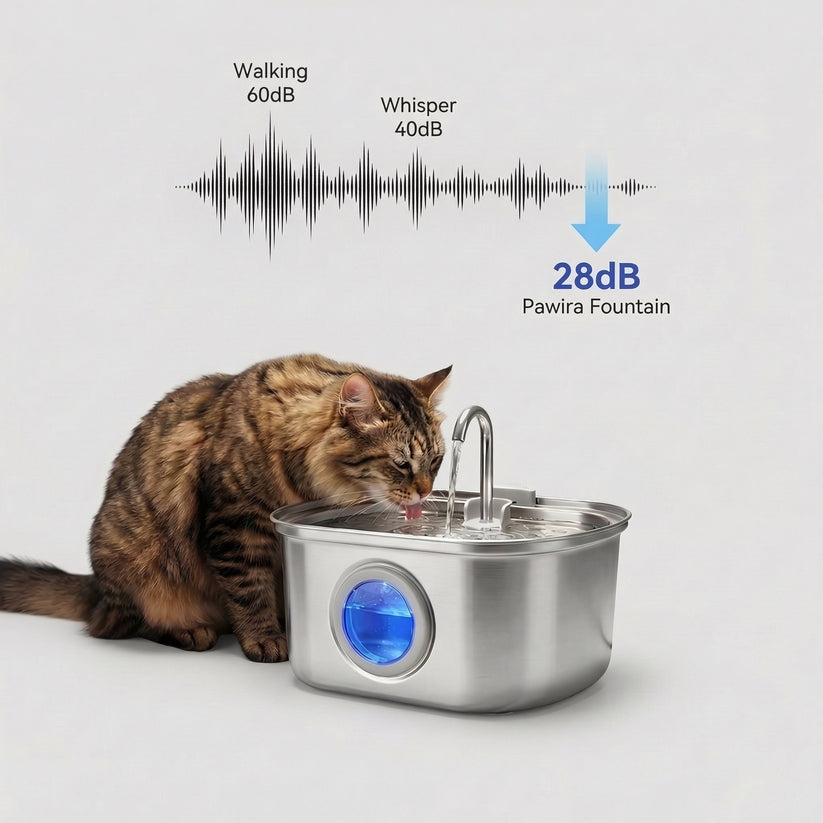 Cartufy™ Cat Water Fountain Stainless Steel, Ultra-Quiet & Triple Filtered